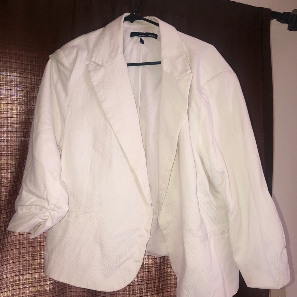3x white 3/4 sleeve plus size blazer
